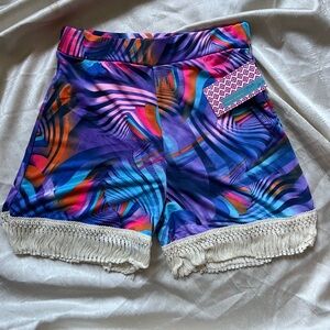 Lady’s World - High Waist Women's Shorts with Fringe